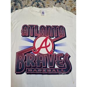 Vintage 1995 Logo 7 Atlanta Braves Graphic T-Shirt Size Large MLB Baseball